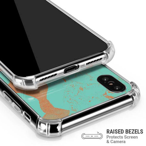 Turquoise and Orange Marble iPhone XS Max Clear Case
